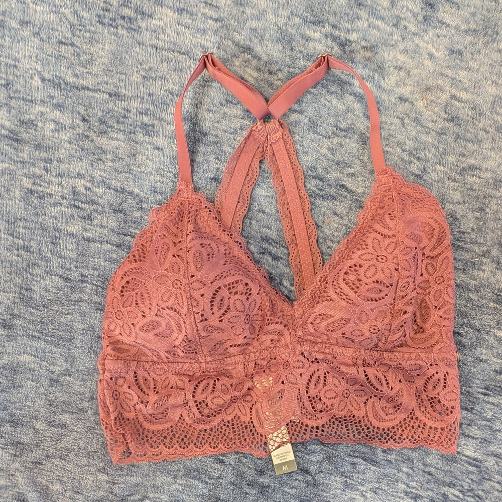 Lucky Brand Eggplant Purple Lace Racerback Bralette